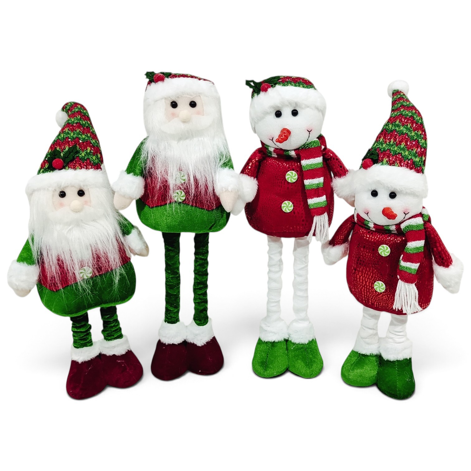 Muñecos Navideños De Pie con Patas Telescópicas (Santa Claus y Muñeco de Nieve)