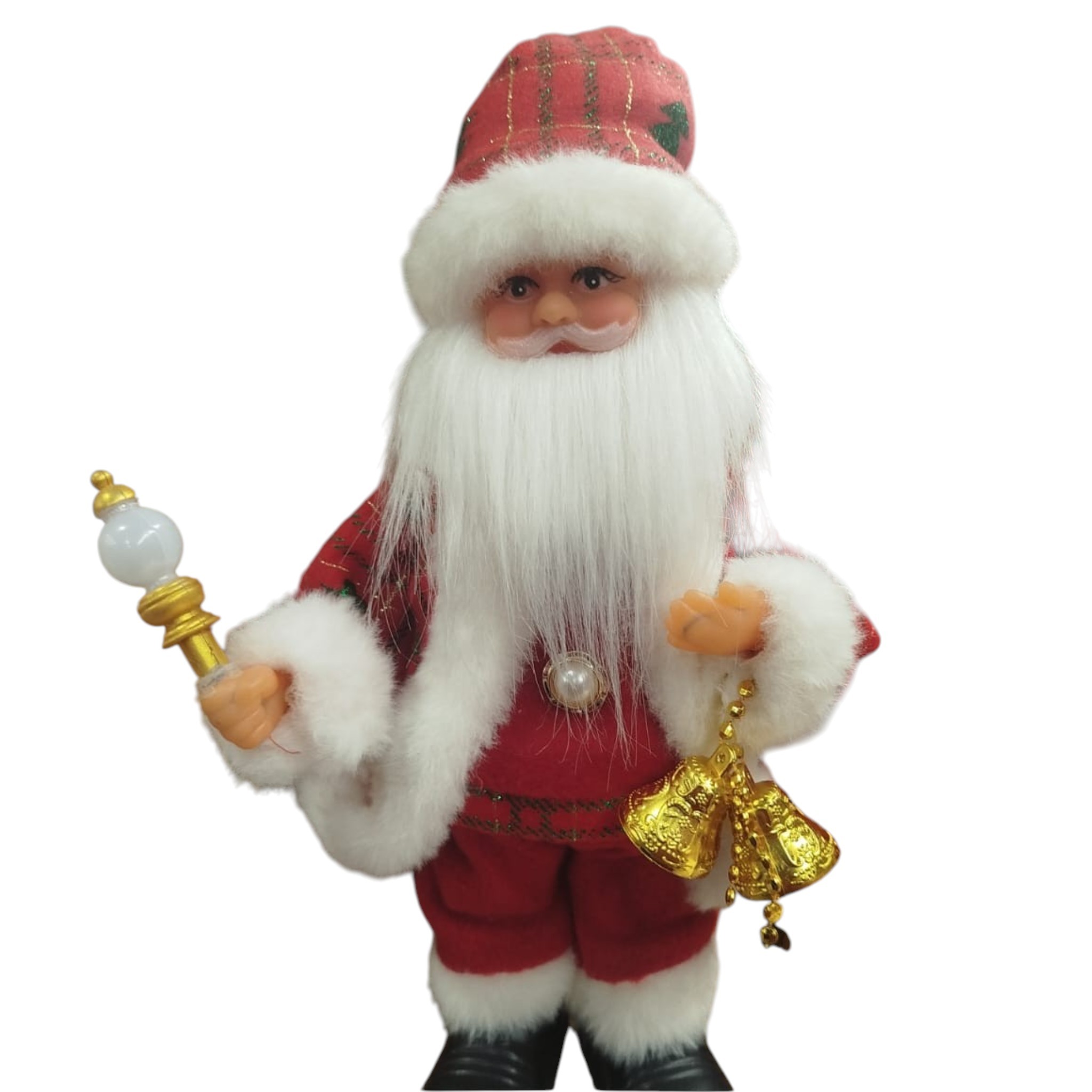 Santa Claus Animado con Varita y Cascabeles