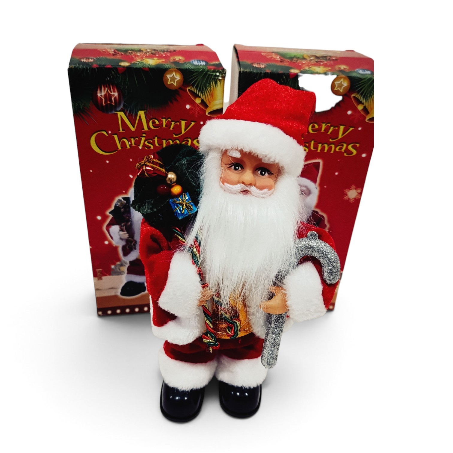 Santa Claus Tradicional Animado con Bastón de Dulce