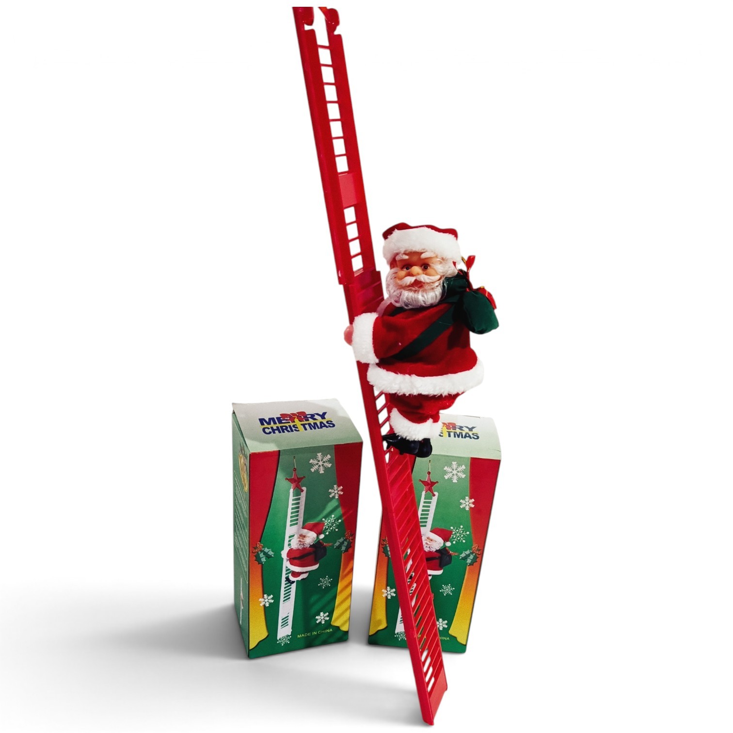 Santa Claus en Escalera Animado